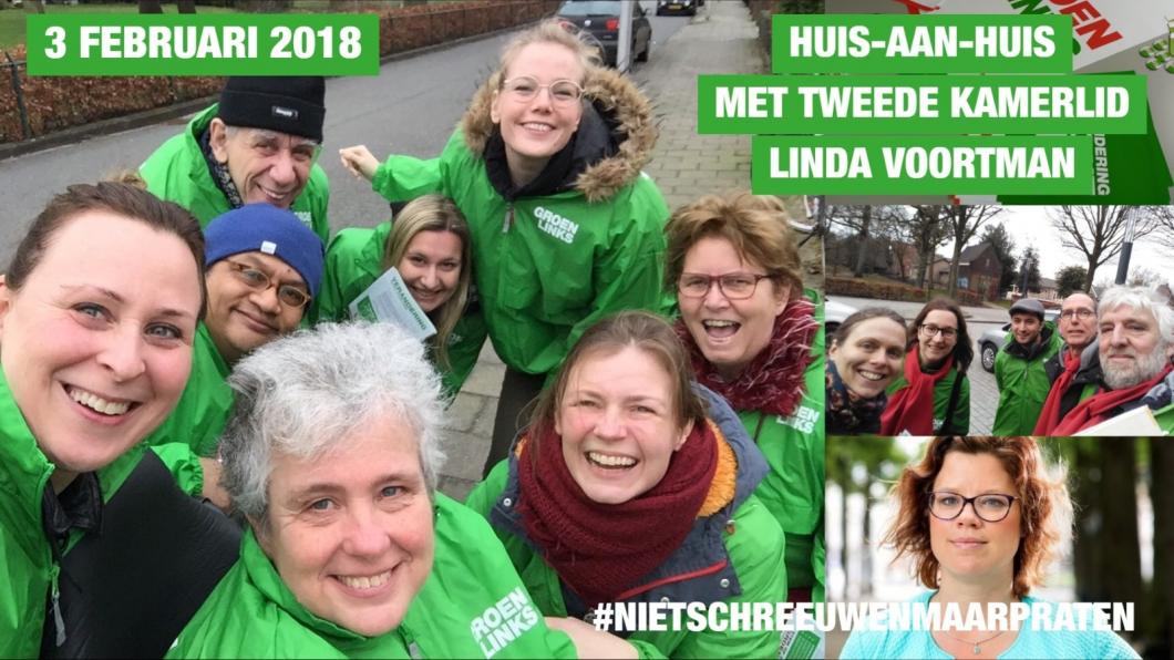 Huis-aan_huisactie GroenLinks Enschede februari 2018 - Linda Voortman